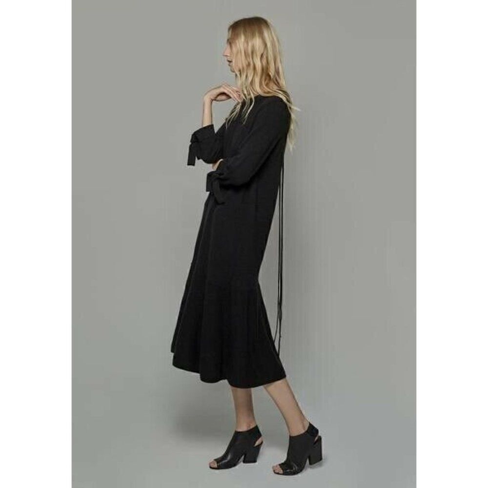 NEW ANTHROPOLOGIE X NAN SEO Sz S GLOW ANASTASIA CASHMERE MIDI DRESS BLACK - Picture 5 of 5